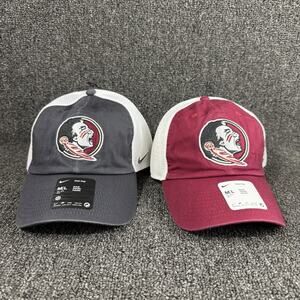 Lot Of 2 Nike Club Cap Hat Florida State FSU Red Gray Mesh Hat M/L